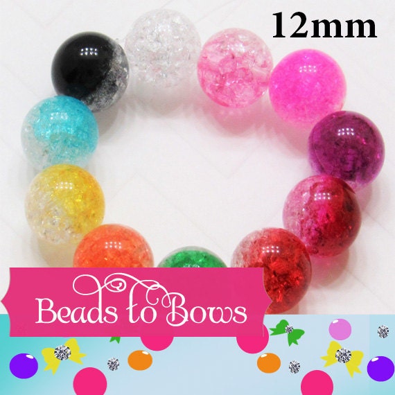 12mm Mixed Half and Half Crackle Bubblegum Beads, Gumball Beads, Chunky Necklace Beads, Bubblegum Beads, Chunky Bead Supply, Crackle Beads