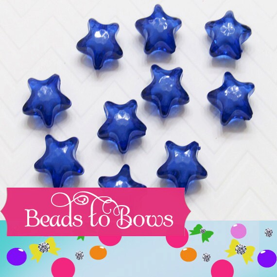 10 Star 25mm Star Bubblegum Bead, Chunky Star Bead, Bead In A Bead Supply Bead Star Bead, Transparent Bead, 4th Of July Necklace Star Bead