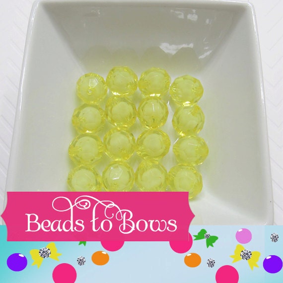 20mm Yellow Hexagon Beads, Bead in a Bead, Bubblegum Gumball Bead, Chunky Faceted Bead Supply, Transparent Beads, Chunky Bead