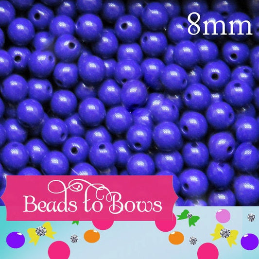 100 ct. 8mm Royal Blue Bubblegum Bead, Gumball Beads, Solid Acrylic Bead, Bubblegum Beads, Solid Round Acrylic Beads, Chunky Necklace Bead,