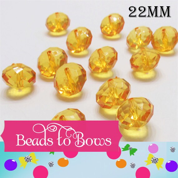 22mm Golden Rondelle Beads, Bubblegum Faceted Beads, Crystal Look Chunky Bead, Gumball Beads, Gum Ball Beads, Bubbegum Supply Beads