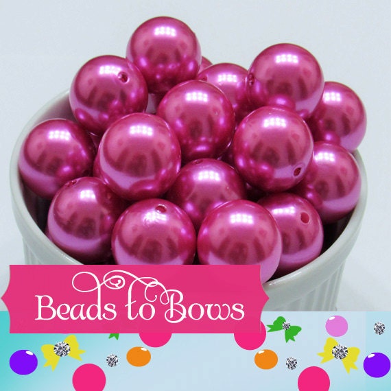 20mm Magenta Pink Faux Pearl Bubblegum Beads