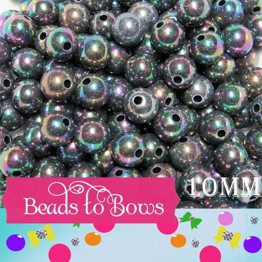 10mm Black AB Bubblegum Beads, Chunky Bubblegum Beads, Gumball Beads, Acrylic Beads, Fairy Kawaii Bead Chunky Bubblegum Bead Chunky Bead