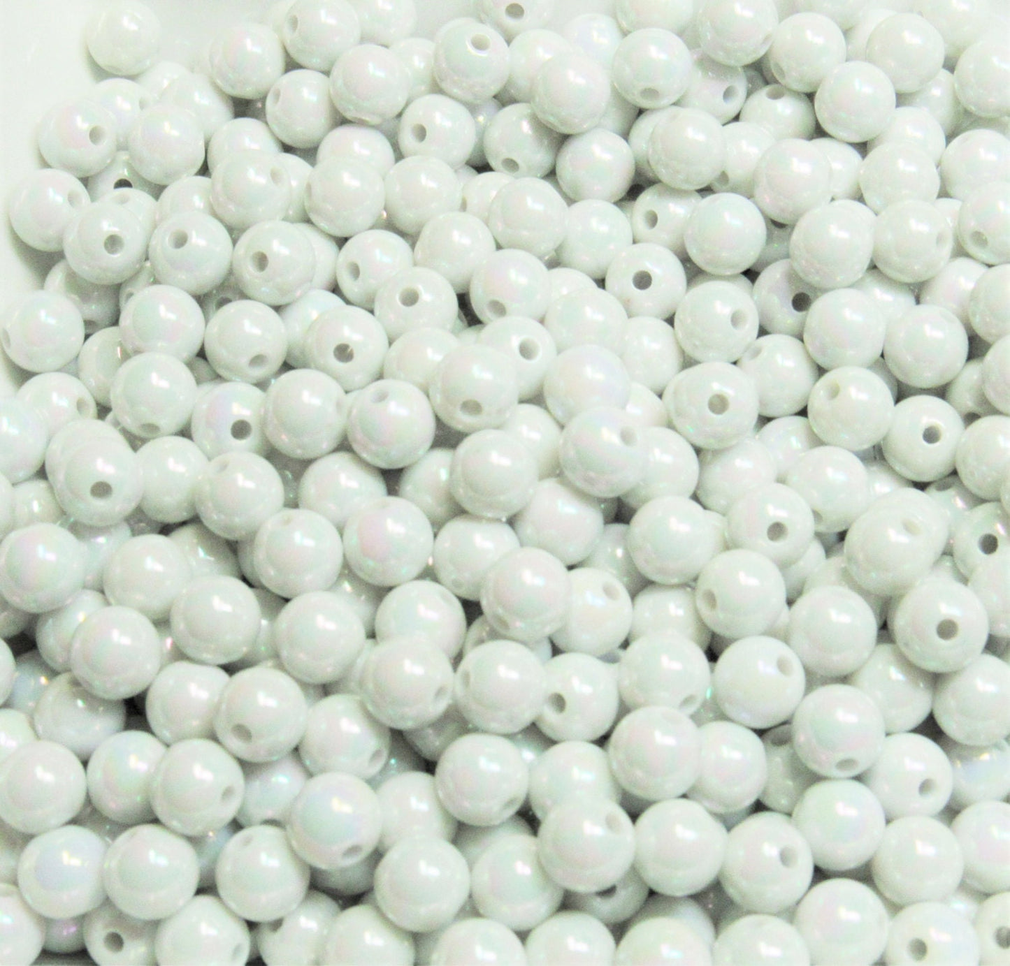 8mm AB White Bubblegum Beads, Aurora Borealis Beads, Gumball Bead, Chunky Necklace Supply Beads, Fairy Kawkii AB Beads, Bubblegum Beads