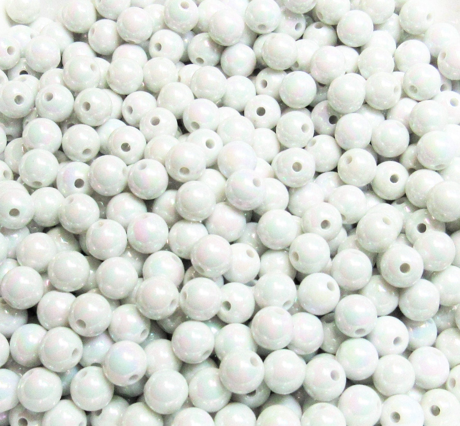 8mm AB White Bubblegum Beads, Aurora Borealis Beads, Gumball Bead, Chunky Necklace Supply Beads, Fairy Kawkii AB Beads, Bubblegum Beads