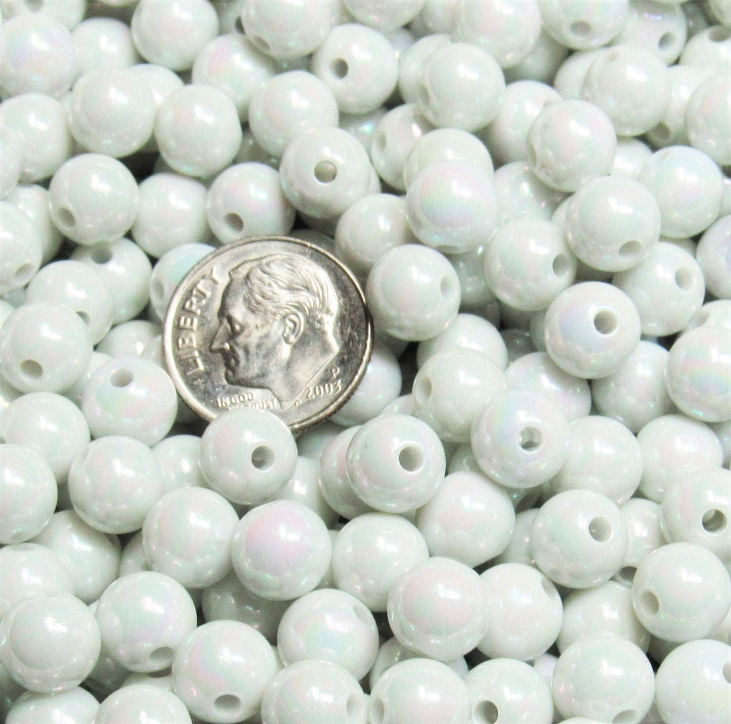 8mm AB White Bubblegum Beads, Aurora Borealis Beads, Gumball Bead, Chunky Necklace Supply Beads, Fairy Kawkii AB Beads, Bubblegum Beads