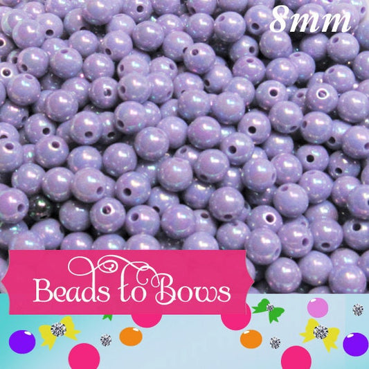 SALE 8mm AB Purple Bubblegum Beads, Aurora Borealis Beads, Gumball Beads, Chunky Necklace Supply, Fairy Kawkii AB Beads, Bubblegum Beads