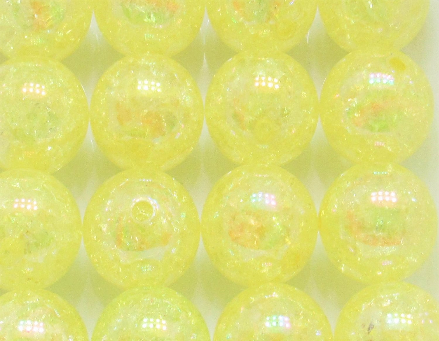 20mm Yellow AB Crackle Beads, Chunky Transparent AB Crackle Beads, Acrylic Round Gumball Crackle Beads, Bubblegum Bead Supply, Crackle Bead