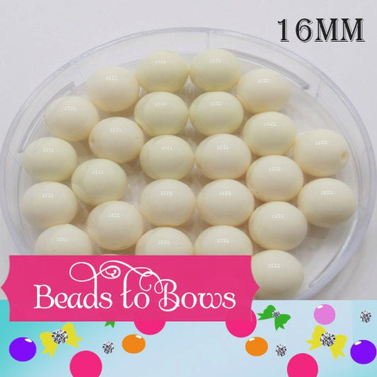 16mm Ivory Bubblegum Beads, Chunky Bubblegum Beads, Chunky Gumball Beads, Fairy Kei Beads, Chunky Necklace Supply, Round Acrylic Bead