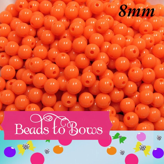 8mm Orange Bubblegum Beads, Gumball Beads, Gum Ball Beads, Round Beads, Acrylic Beads, Bubble Gum Bead, Bubblegum Bead, Chunky Supply Bead