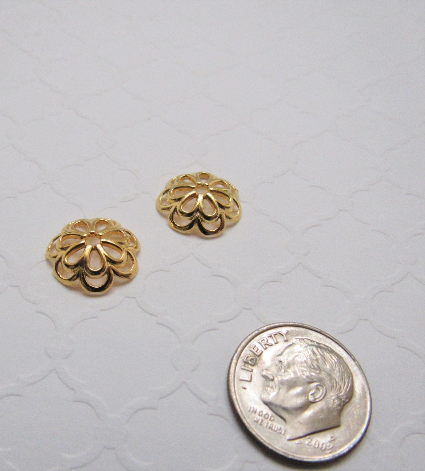 14mm Gold Bead Cap, Flower Look Bead Caps, Cap for Bubblegum Beads, Gold Flower Bead Caps, Flower Look Bead Cap, Bubblegum Bead Supply