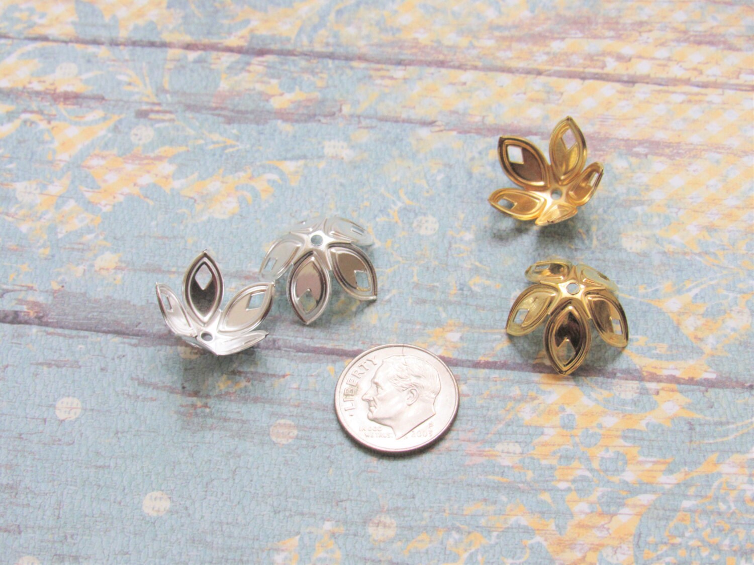 18mm Gold Flower Bead Cap, 18mm Gold Tone Flower Bead Cap, Findings, Jewelry Findings, Beading Supply