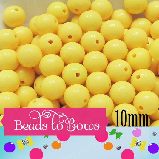 10mm Yellow Bubblegum Beads, Round Bubblegum Beads, Chunky Acrylic Beads, Gum Ball Beads, Fairy Kei Beads, Chunky Necklace Supply Beads