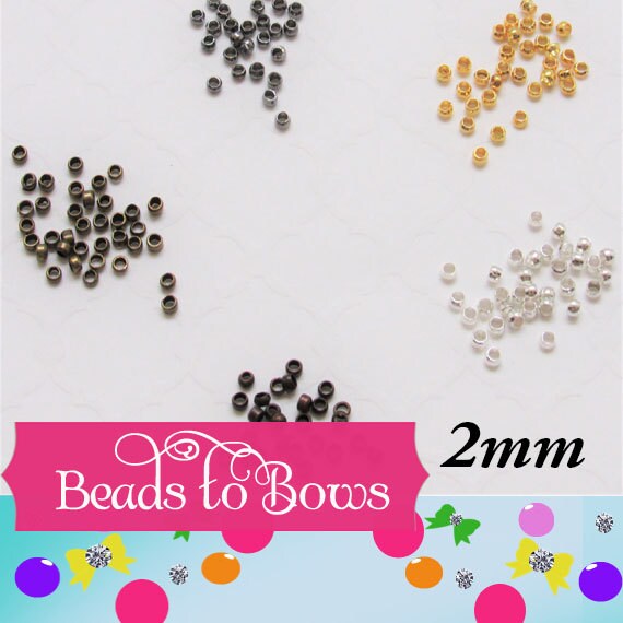 200 Gold Crimp Beads, Crimping Beads, 2mm Diameter, Crimp Bead Barrel Bead, Necklace Supply,  Beading Supply, Small Gold Crimp Bead