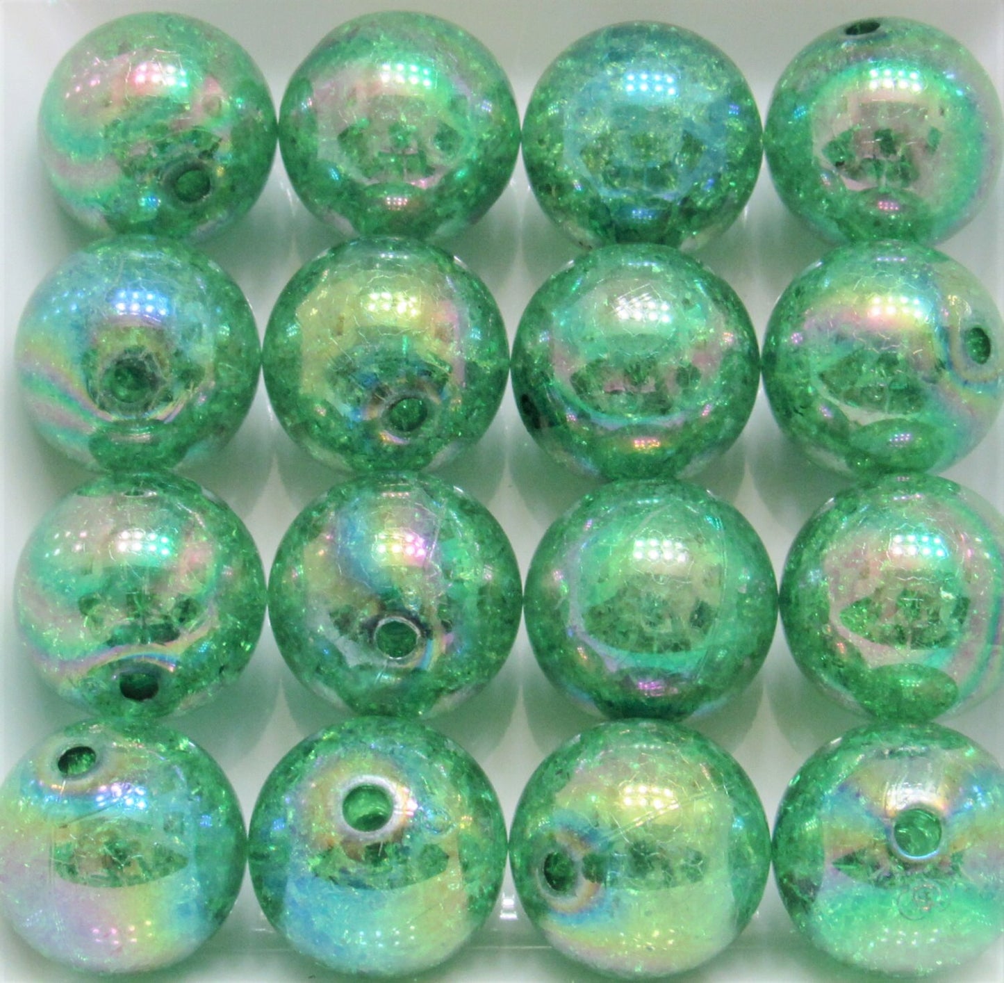 AB 20mm Dark Green  Bubblegum Crackle Beads, Chunky Transparent AB Crackle Beads, Acrylic Round Gumball Beads, Bubblegum Necklace Supply,