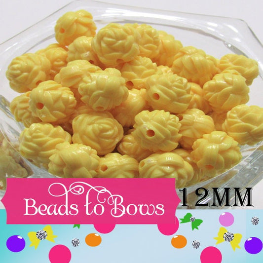 13mm Yellow Rose Bubblegum Beads, Gumball Beads, Bubblegum Acrylic Rose Bead, Chunky Bead, Rose Flower Bead, Chunky Necklace Supply Bead