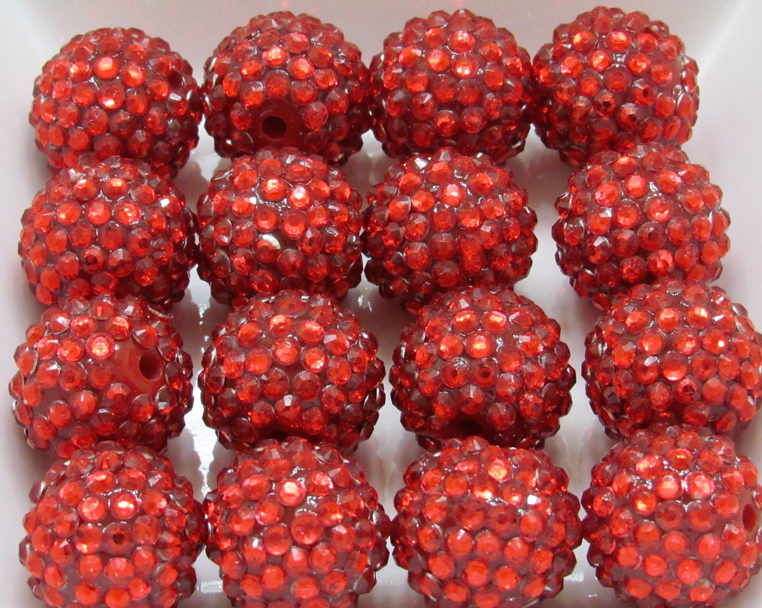 20mm Red Rhinestone Beads, Chunky Bubblegum Beads, Chunky Bead Supply, Rhinestone Beads, Gumball Rhinestone Beads, DIY Jewelry Supply  Beads