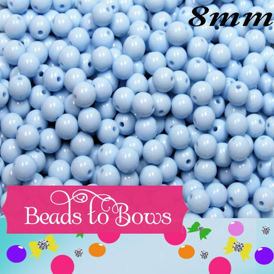 100ct 8mm Baby Blue Bubblegum Beads, Chunky Beads, Acrylic Beads, Gumball Beads, Bubblegum Necklace Supply Bead, Bubblegum Bead