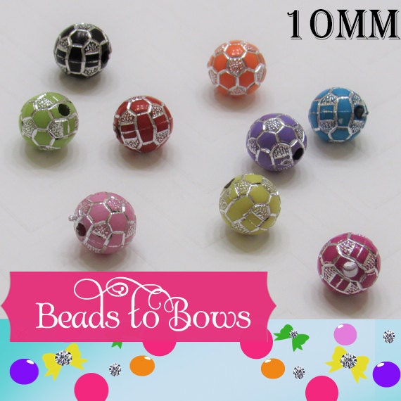 Clearance 10mm Soccer Ball Beads, 50 for 1.99 Bubblegum Soccer Beads, Soccer Ball Beads, Supply Bead, Soccer Ball Sports Bead