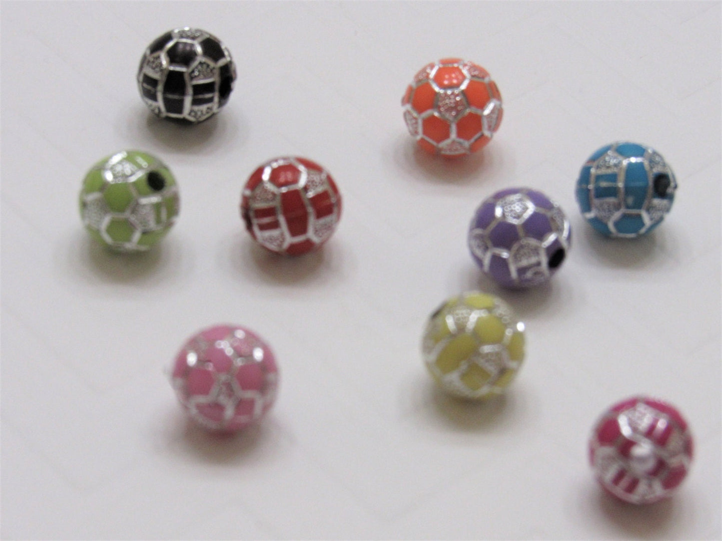 Clearance 10mm Soccer Ball Beads, 50 for 1.99 Bubblegum Soccer Beads, Soccer Ball Beads, Supply Bead, Soccer Ball Sports Bead