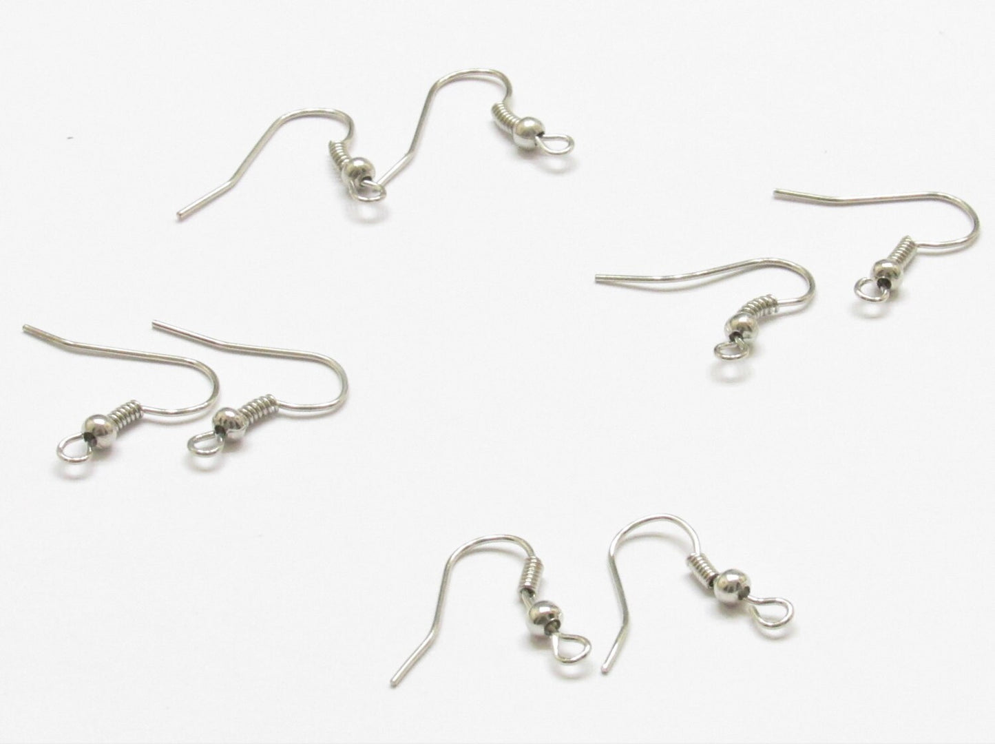 10 Pair Earring Hooks, Earring Wires, With Coil and Wire, Platinum Colored earring Hooks,  Jewelry Findings, Jewelry Supply, Craft Supply