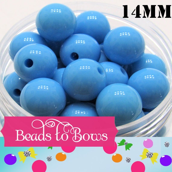 14mm Turquoise Bubblegum Beads, Chunky Bright Colored Beads, Chunky Necklace Supply Bead, Gumball Bead, DIY Bead Supply, Bubblegum Beads