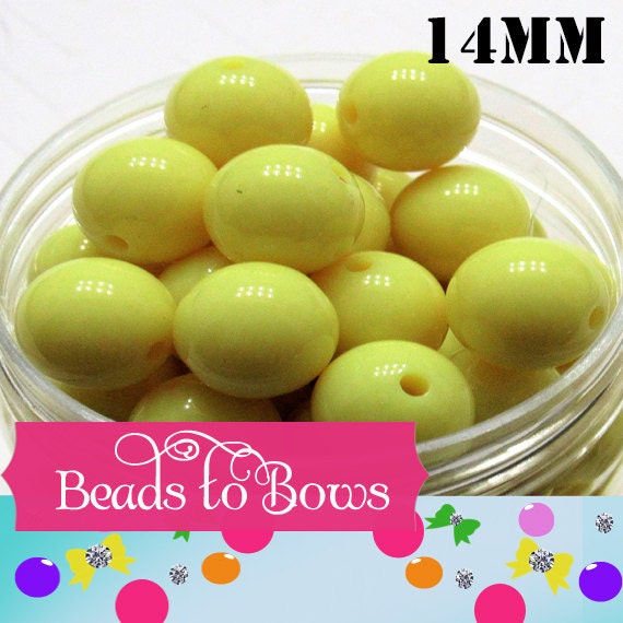 14mm Light Yellow Bubblegum Bead, Chunky Bright Colored Bead, Chunky Necklace Supply Bead, Gumball Bead, DIY Bead Supply, Bubblegum Bead