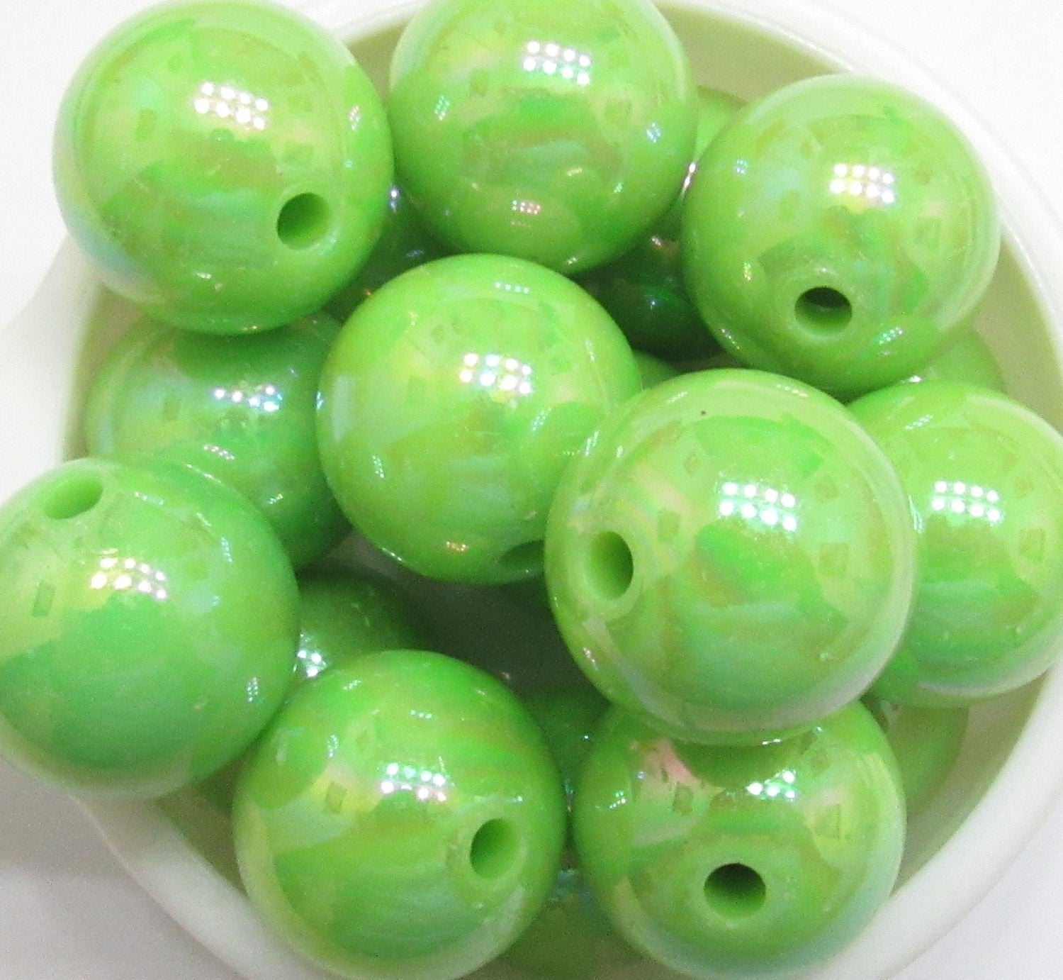 20mm AB Lime Chunky Gumball Bead, Chunky Round Acrylic Bead, Chunky Bead Supply, Bubblegum Supply, Chunky Bead