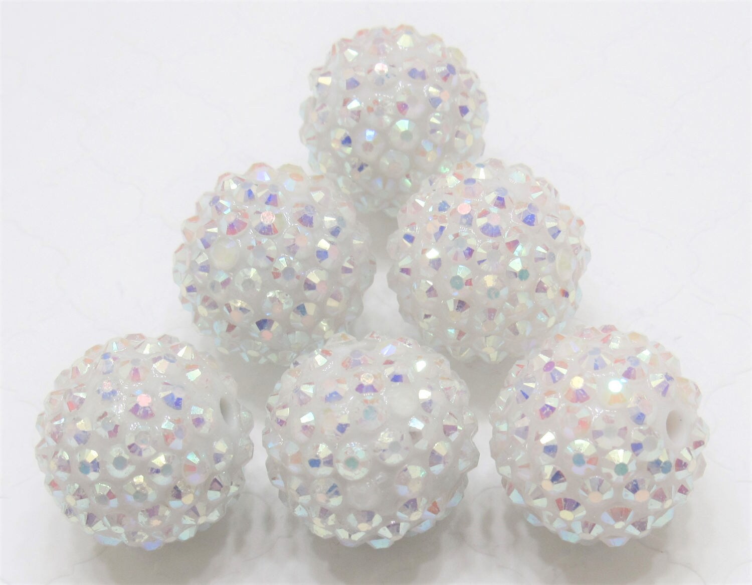 20mm White AB Rhinestone Beads, Chunky Bubblegum Beads, Rhinestone Bubblegum Beads, Chunky Beads Bubblegum Beads, DIY Chunky Necklace Beads