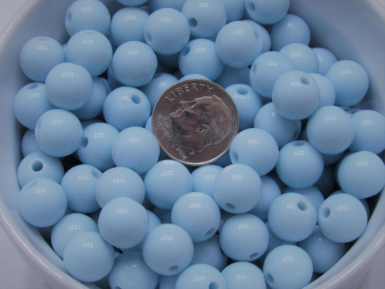 10mm Light Blue Bubblegum Beads, Round Bubblegum Beads, Chunky Acrylic Beads, Gum Ball Beads, Fairy Kei Beads, Chunky Necklace Supply Beads