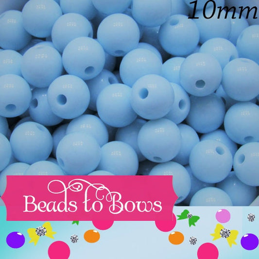 10mm Light Blue Bubblegum Beads, Round Bubblegum Beads, Chunky Acrylic Beads, Gum Ball Beads, Fairy Kei Beads, Chunky Necklace Supply Beads