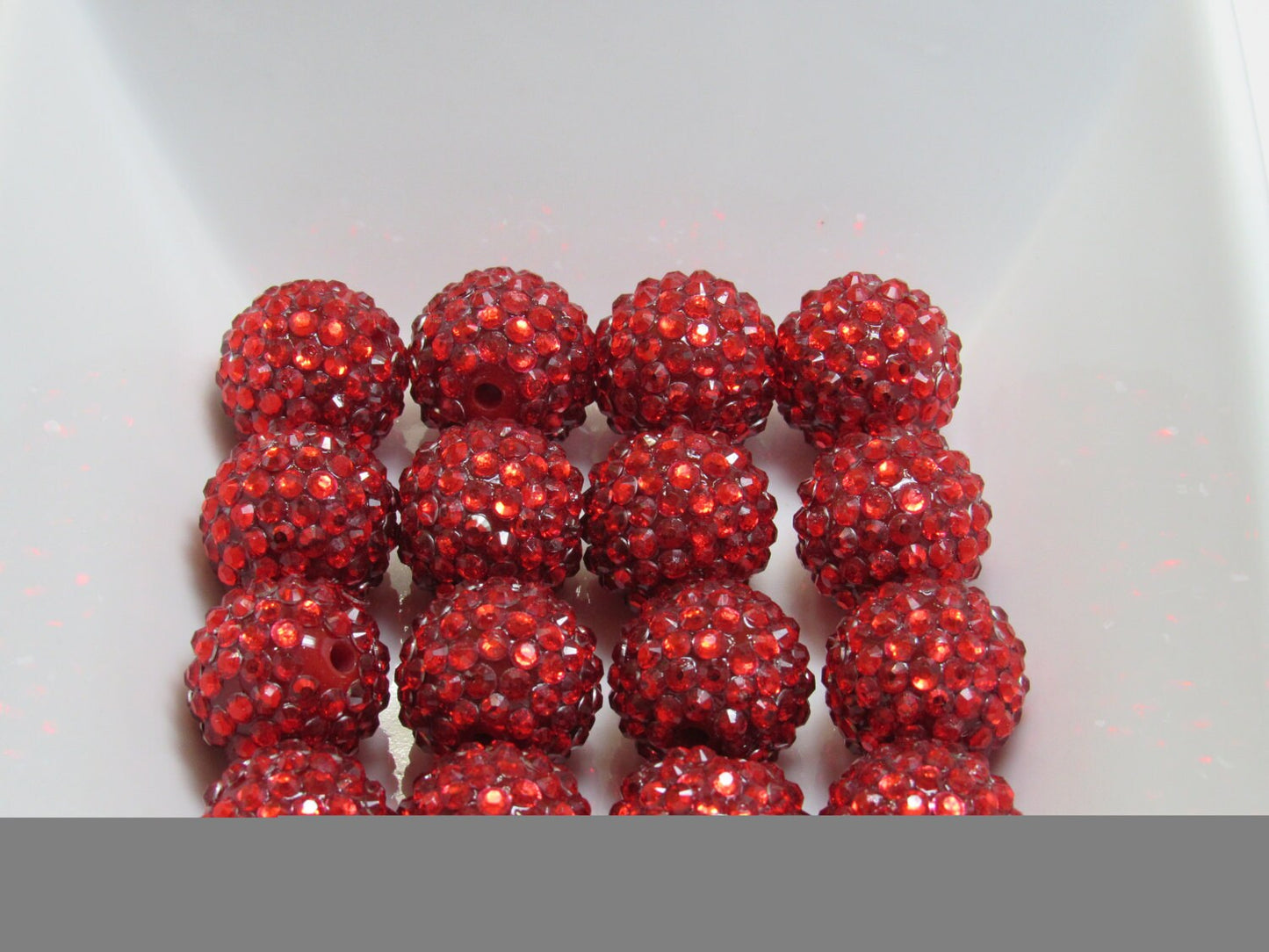 20mm Red Rhinestone Beads, Chunky Bubblegum Beads, Chunky Bead Supply, Rhinestone Beads, Gumball Rhinestone Beads, DIY Jewelry Supply  Beads