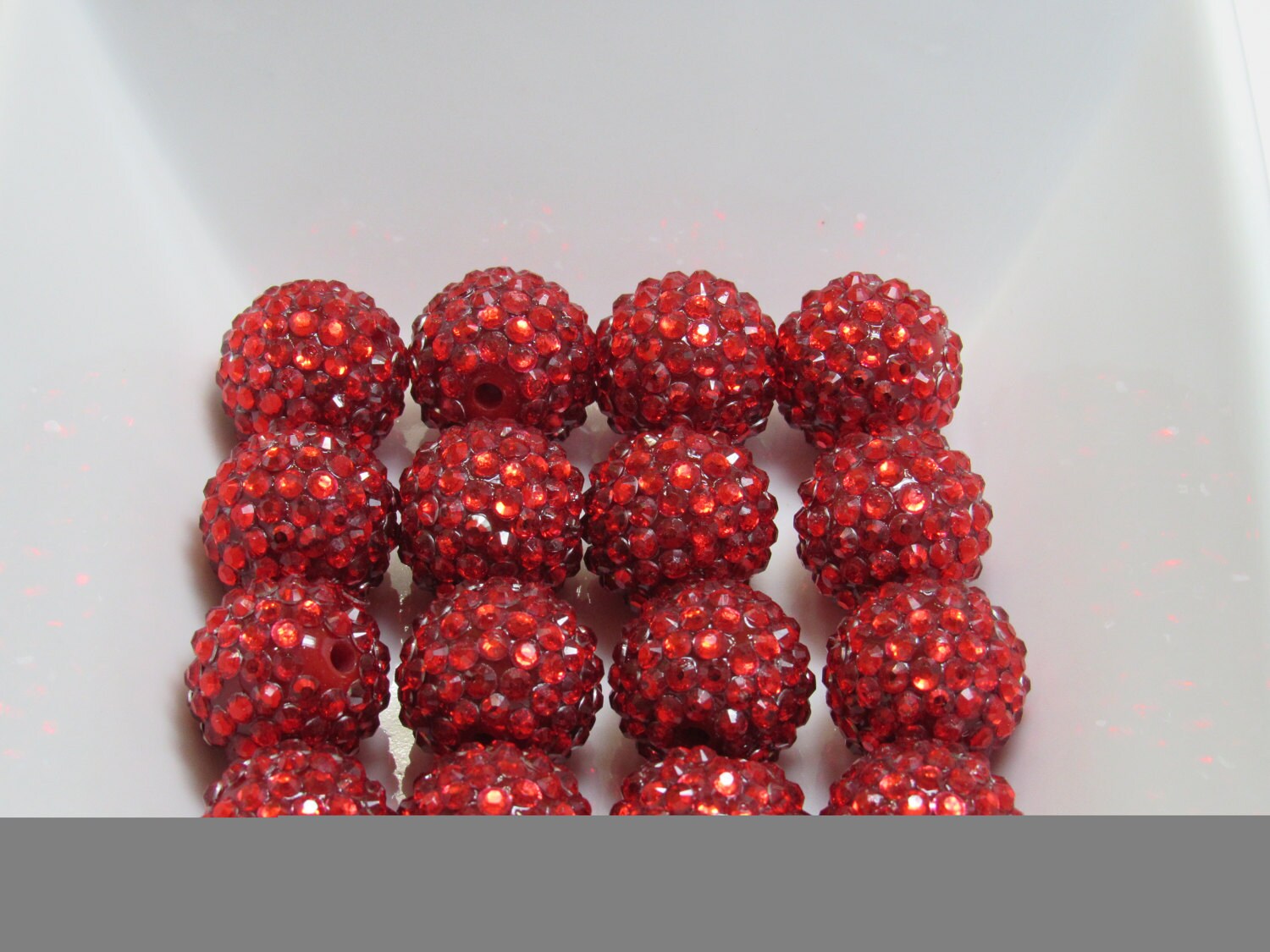 20mm Red Rhinestone Beads, Chunky Bubblegum Beads, Chunky Bead Supply, Rhinestone Beads, Gumball Rhinestone Beads, DIY Jewelry Supply  Beads