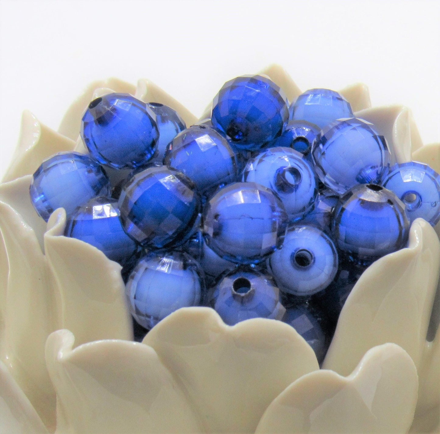 Royal Blue 12mm  Bead In A Bead, Bubblegum Beads, Faceted  Bead,Transparent Bubblegum Bead, Necklace Supply Bead, Jewelry Bead