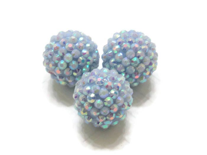 20mm Baby Blue Rhinestone Beads, Chunky Bubblegum Beads, Rhinestone Bubblegum Beads, Chunky Bead Supply, Bubblegum Beads, DIY Necklace Beads