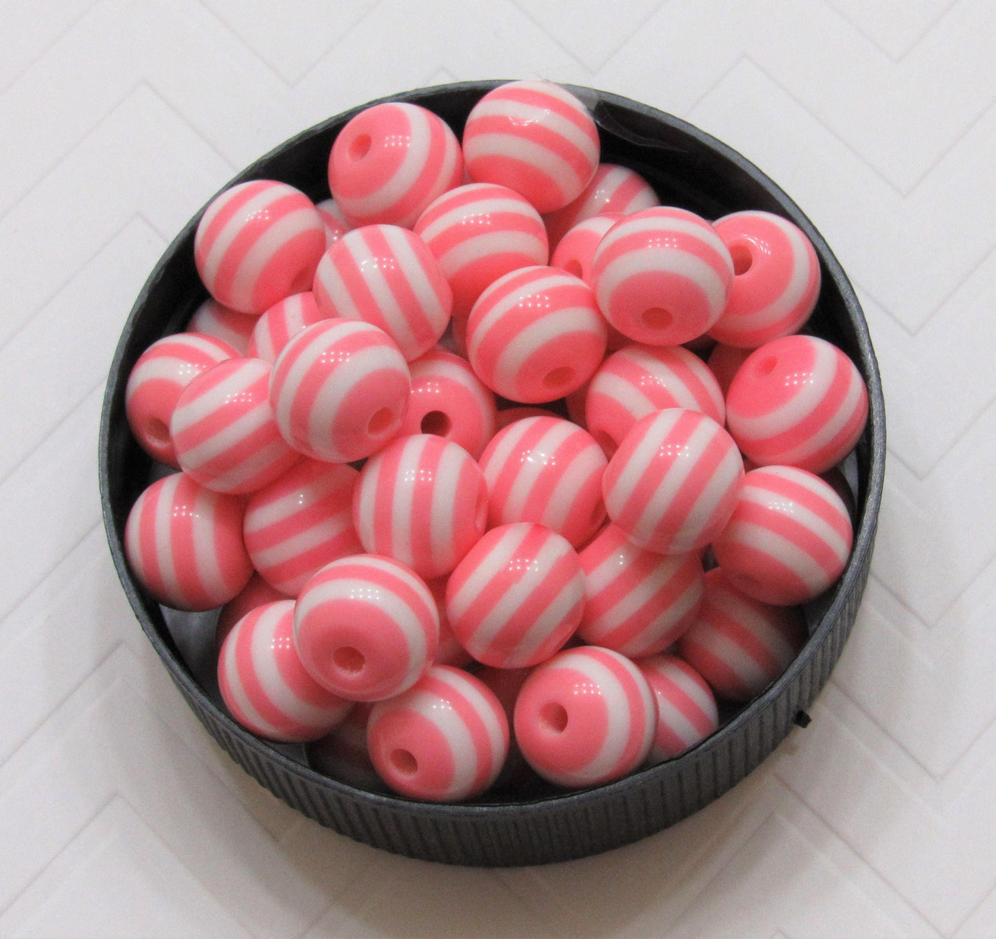 12mm Pink Striped Bubblegum Bead, Chunky 12mm Striped Beads, Chunky Bead Supply, Striped Beads, Gumball Beads, Striped Gumball Beads