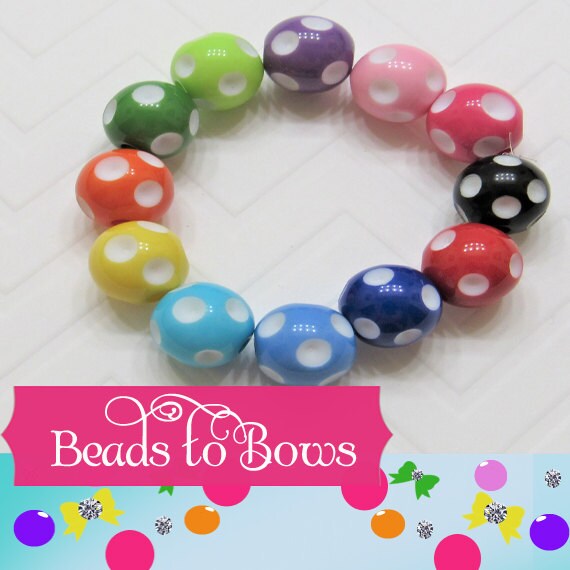 12mm Polka Dot Bubblegum Beads, Polka Dot Beads, Chunky Gumball Beads, Assorted Colors, Bubblegum Beads, DIY Chunky Necklace Supply Beads