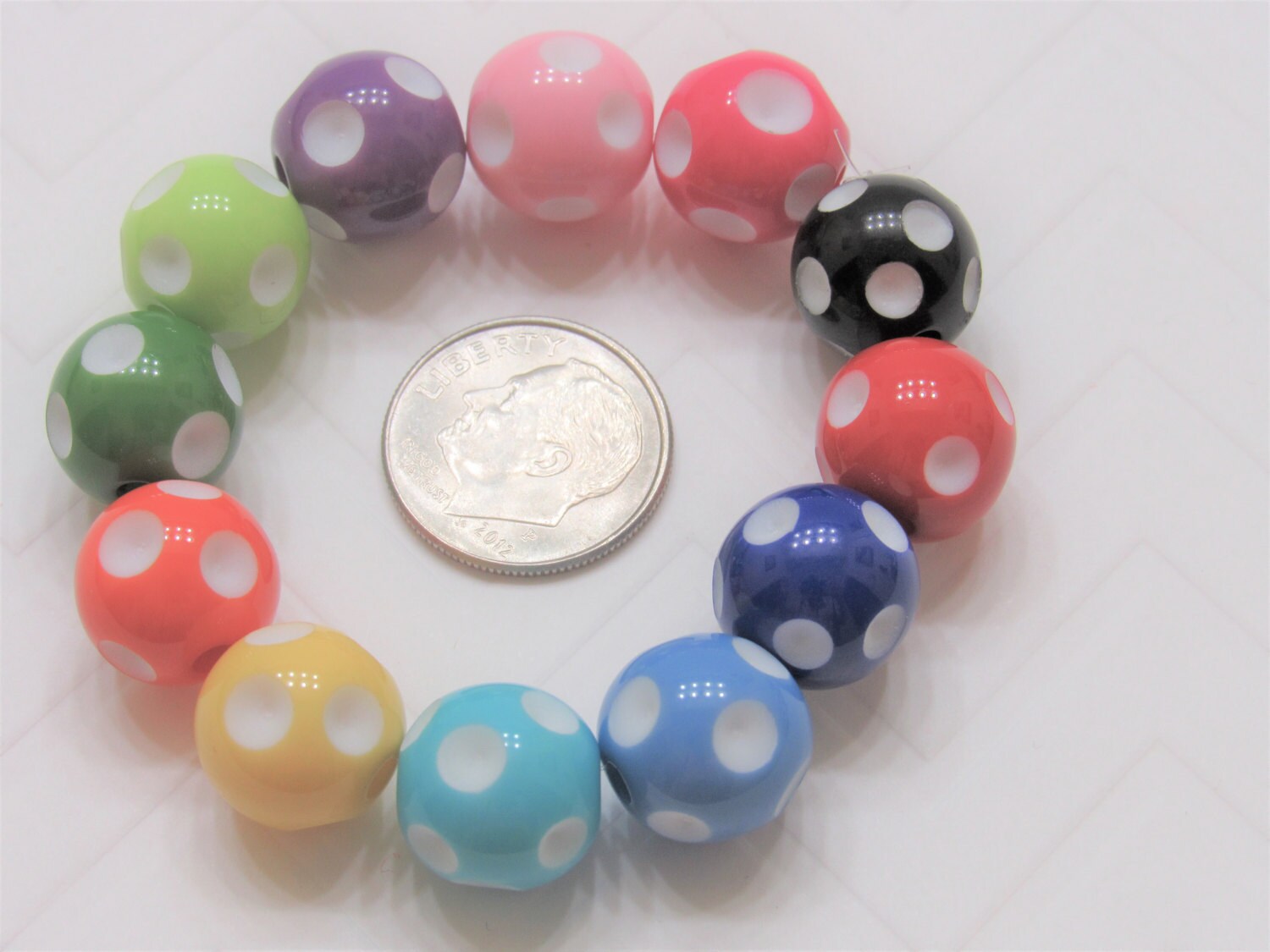 12mm Polka Dot Bubblegum Beads, Polka Dot Beads, Chunky Gumball Beads, Assorted Colors, Bubblegum Beads, DIY Chunky Necklace Supply Beads