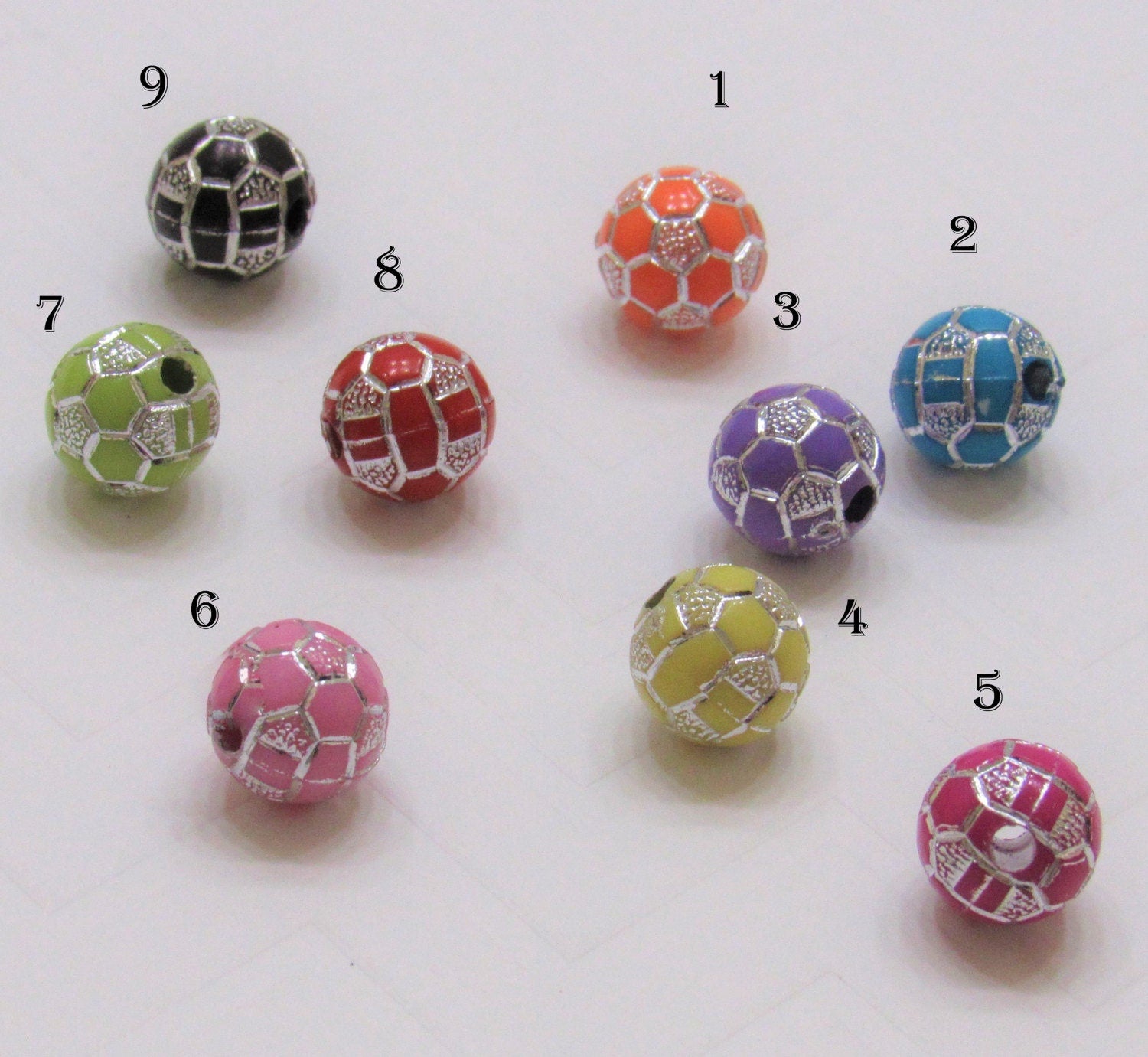 Clearance 10mm Soccer Ball Beads, 50 for 1.99 Bubblegum Soccer Beads, Soccer Ball Beads, Supply Bead, Soccer Ball Sports Bead