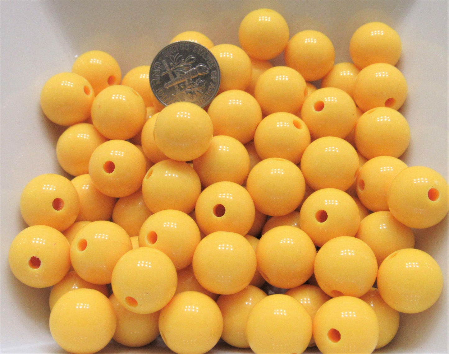 14mm Yellow Bubblegum Beads, Chunky Bright Colored Beads, Chunky Necklace Supply Bead, Gumball Beads, DIY Bead Supply, Bubblegum Beads