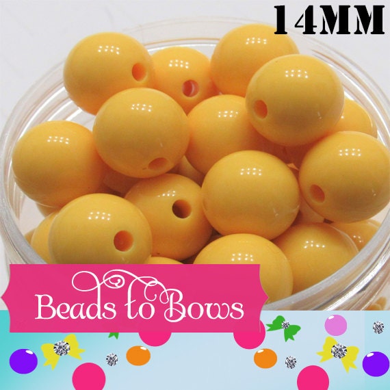 14mm Yellow Bubblegum Beads, Chunky Bright Colored Beads, Chunky Necklace Supply Bead, Gumball Beads, DIY Bead Supply, Bubblegum Beads