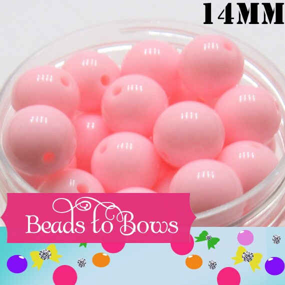 NEW 14mm Light Pink Bubblegum Bead, Chunky Bright Colored Bead, Chunky Necklace Supply Bead, Gumball Bead, DIY Bead Supply, Bubblegum Beads