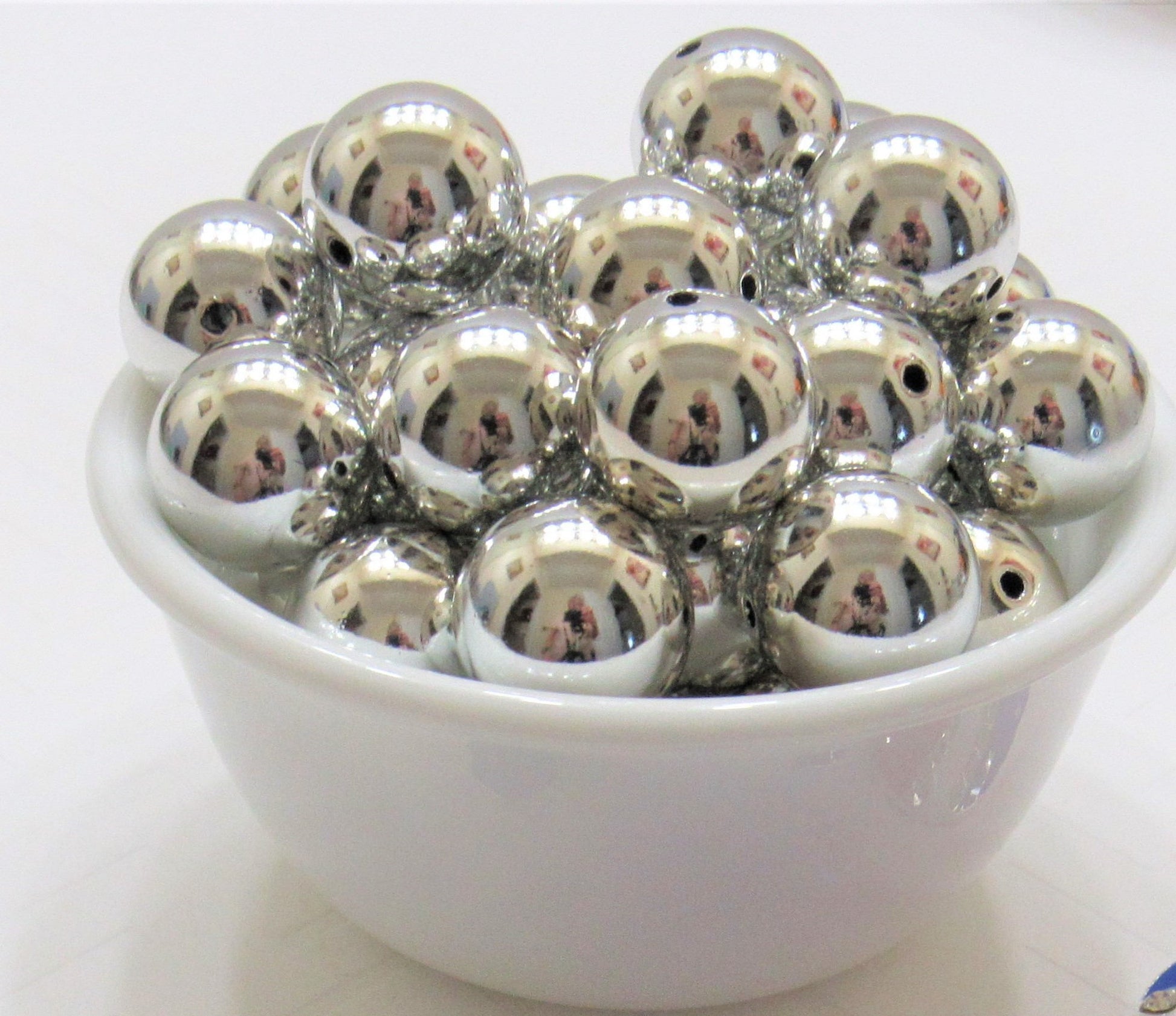 Shinny Silver 20mm Bubblegum Chunky Gumball Beads Bulk Supply beads, Chunky Beads Shiny UV plating Bubblegum Bead