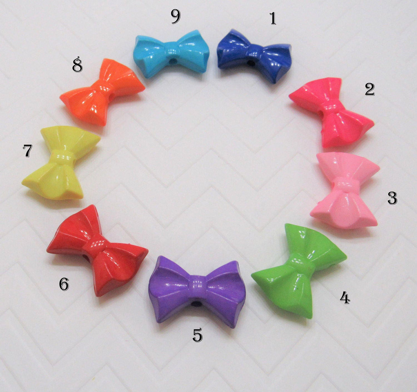 10 for .99 Chunky Bows, 26mm Bubblegum Bows Beads, Chunky Bow Bead, Bubble Gum Bow Beads, Chunky Necklace Supply Beads, Bubblegum Bows