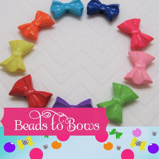 10 for .99 Chunky Bows, 26mm Bubblegum Bows Beads, Chunky Bow Bead, Bubble Gum Bow Beads, Chunky Necklace Supply Beads, Bubblegum Bows