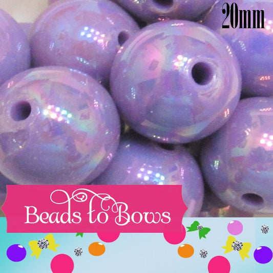 10Ct. 20mm Purple AB Bubblegum Bead, Chunky Acrylic Gumball Bead, Chunky Rainbow Look Bead, Chunky Bead Supply, Bubblegum Bead