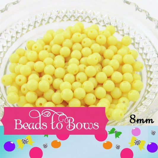 8mm Pastel Yellow  Bubblegum Beads, Gumball Beads, Round Acrylic Beads, Acrylic Beads, Bubblegum Beads, Bubblegum Necklace Supply Beads