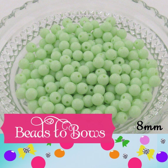 100ct 8mm Pastel Green Bubblegum Beads, Gumball Beads, Round Acrylic Beads, Acrylic Beads, Bubblegum Beads, Bubblegum Necklace Supply Beads