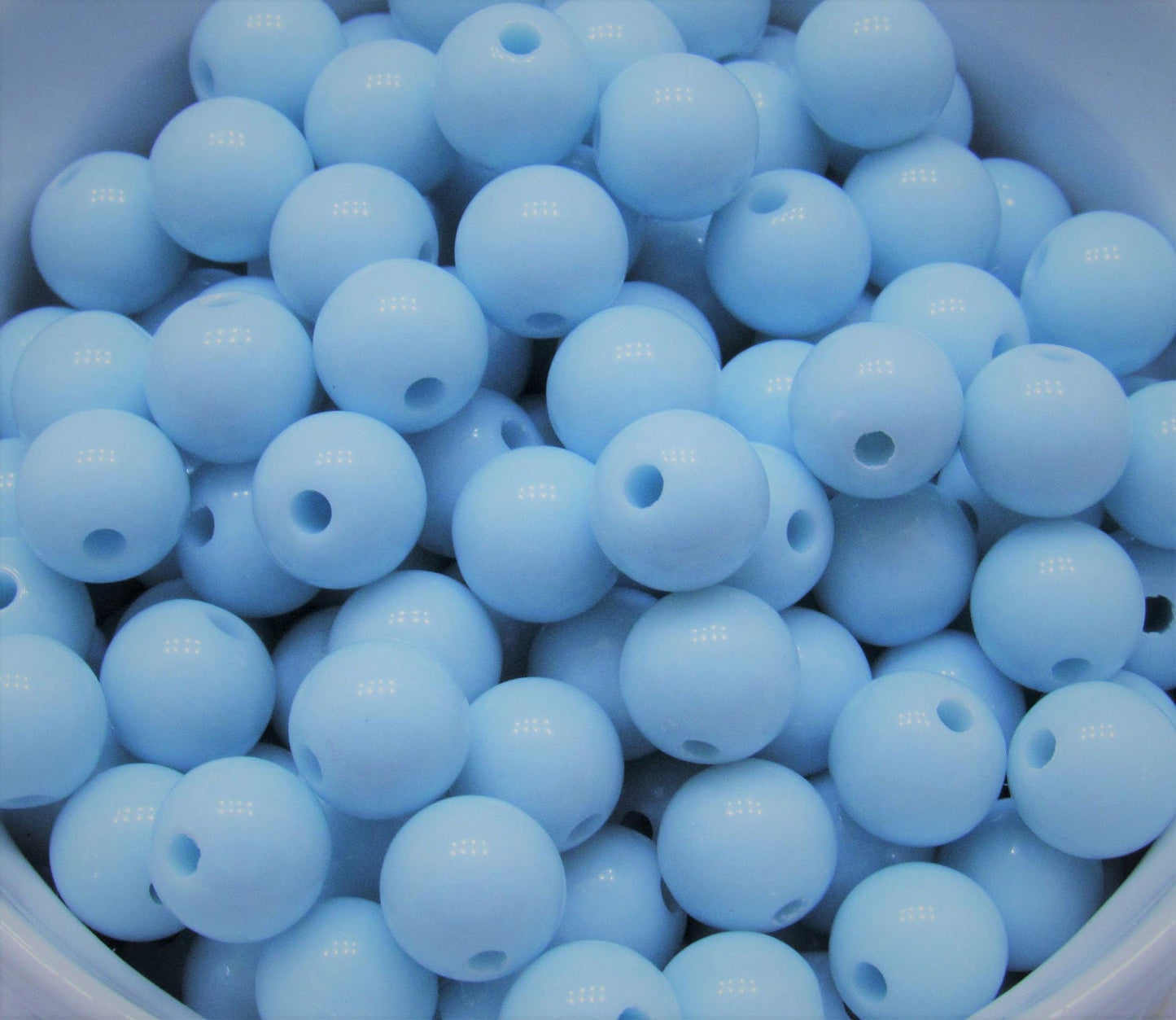 10mm Light Blue Bubblegum Beads, Round Bubblegum Beads, Chunky Acrylic Beads, Gum Ball Beads, Fairy Kei Beads, Chunky Necklace Supply Beads