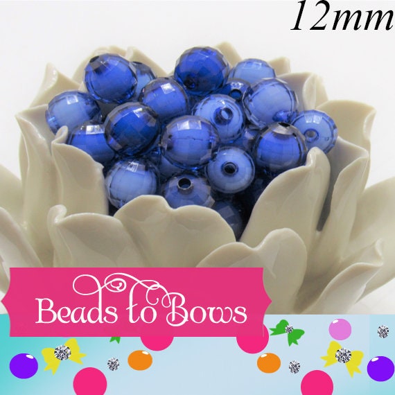 Royal Blue 12mm  Bead In A Bead, Bubblegum Beads, Faceted  Bead,Transparent Bubblegum Bead, Necklace Supply Bead, Jewelry Bead